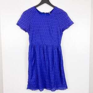 Free People Size 8 A-Line Crochet Lace Mini Dress Purple Blue